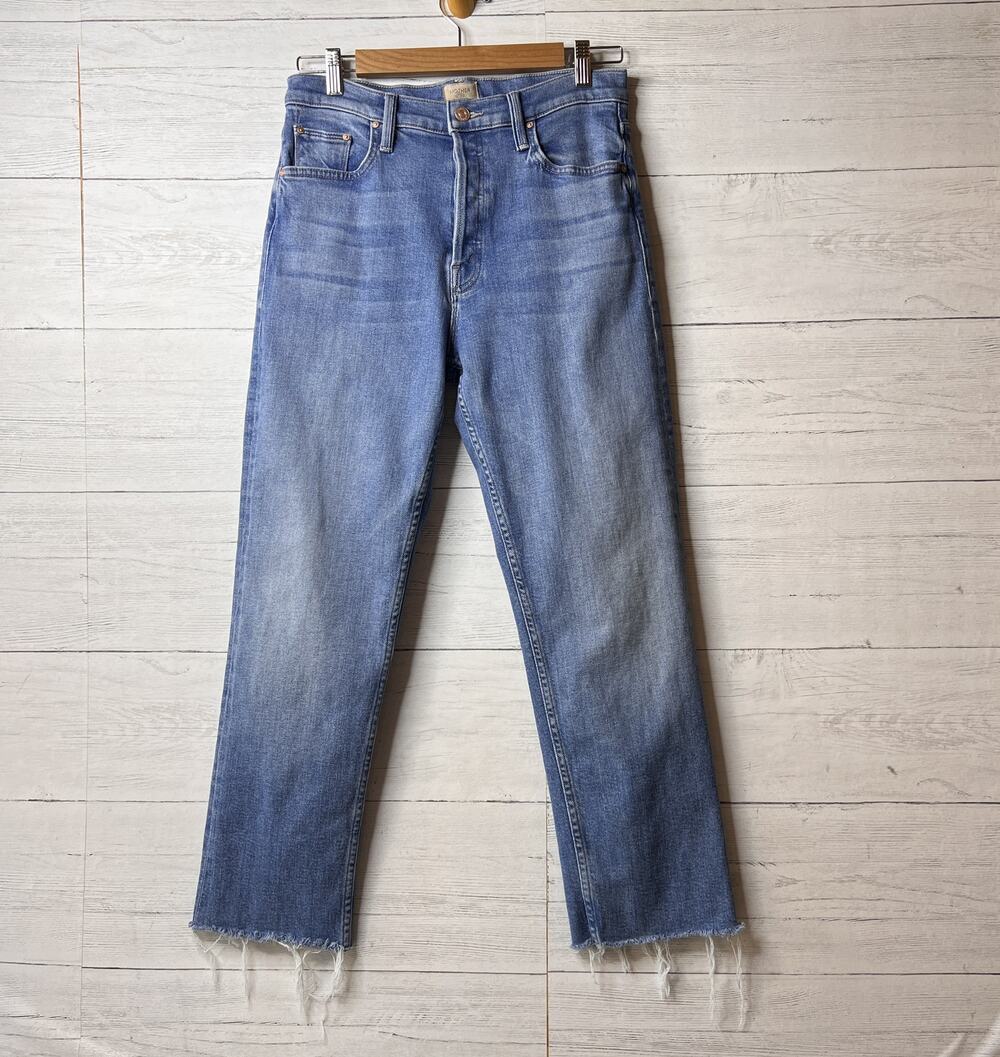Mother Jeans Womens Size 31 The Tomcat Flood Fray Flag Me Down Button Fly
